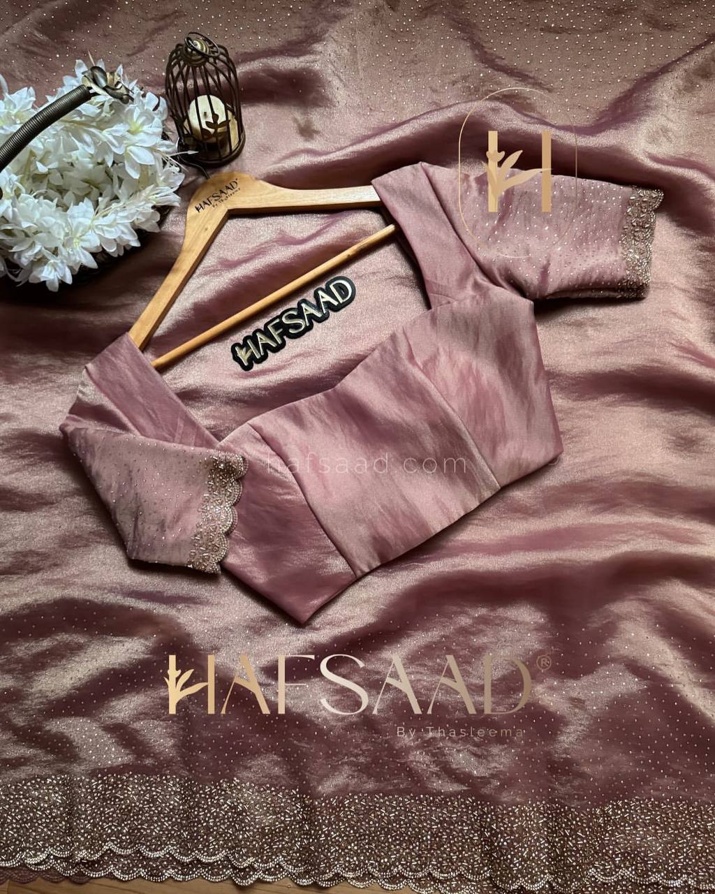 Women's Luxurious Shimmering Grey Organza Saree with Intricately Embroidered Black Blouse - Perfect for Festive & Evening Wear - Image 8